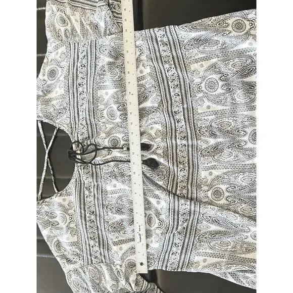 Black Rainn 2XL Boho Blouse Black & White W/Criss Cross Back Angel Wing Arm - Picture 11 of 15